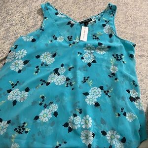Plus Size: Blue Floral Tank/Blouse
